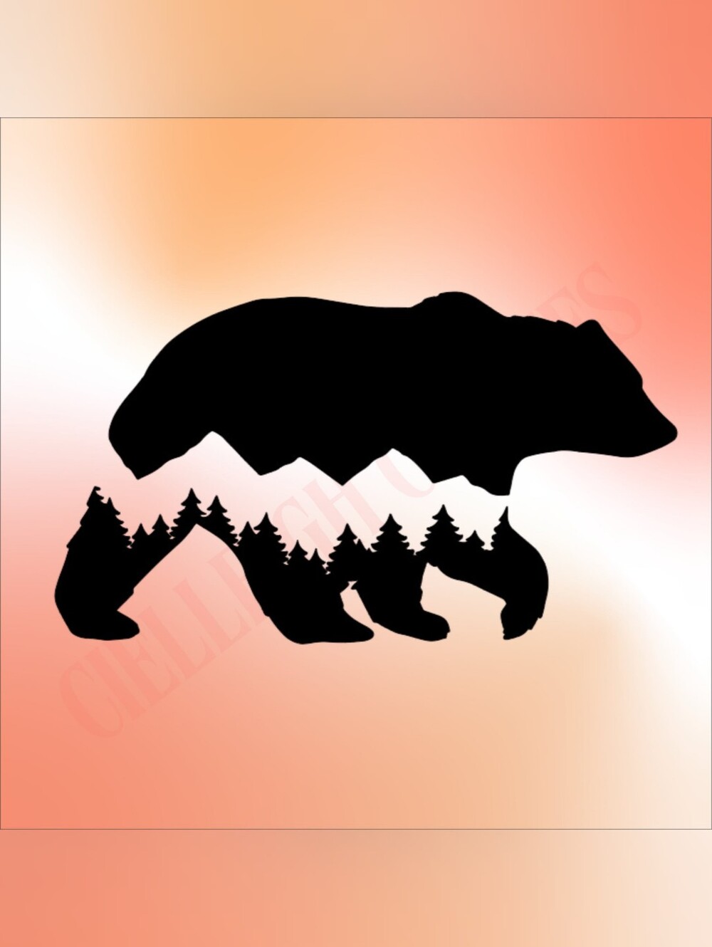 *2 for $20* Bear with mountains  trees vinyl decal sticker Handcrafted